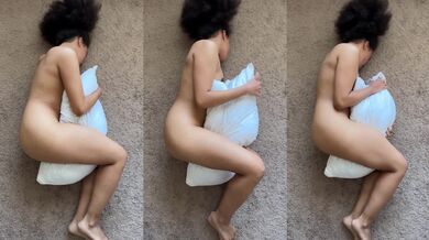 Petite ebony girl humps pillow like no one’s watching