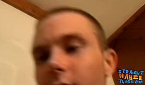 Thug with a tattoo demonstrates his masturbation technique