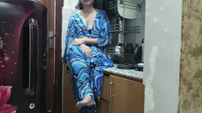 Indian Stepmom Watches and Enters Her Stepson's Kitchen to Fuck Him