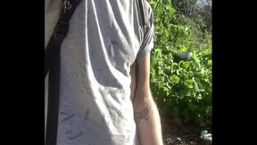 Faggot Wanks Outside in Public for HotGayPorn Thrills