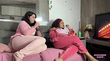 Lesbian Girls Farting and Burping While Watching Anime