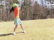 Japanese golf outdoor bottomless miniskirt blowjob penalty round