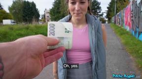 ”Naughty euro hottie becomes a wild whore after she sees the cash - Mina K”