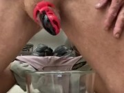 Second Time I Had To Pee With Chastity Cage On And Wet Noodles At End