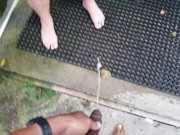 Bear gets pissed on by BBC outdoors in PUBLIC!