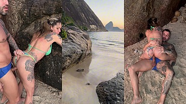 Após uma aula de lutas a MILF ftines tatuada Sabrina fit quis transar na praia com Allan Guerra Gomes