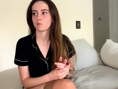 Amateur super sexy teen busty brunette in action