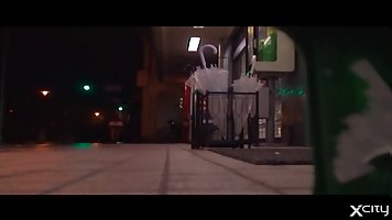 Sexy Japanese girl in short white skirt