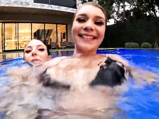 ANGELA WHITE - Breasty Lesbo Sex in the Pool with Gabbie Carter