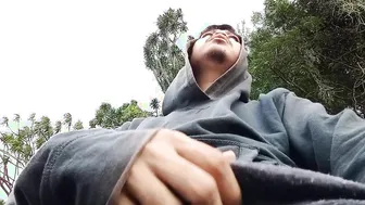 Pinoy Twink Jerks Big Cock and Cums Loud While Risky Beach Watch