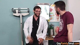 Gay doctor examines his cousin's bum