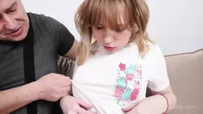 Old man pleases beautiful teen to get discount