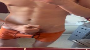 twink wanks infront of mirror, again