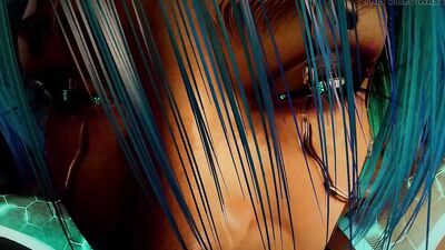 Get a close-up view of a sexy robot girl getting her perfect body ravished