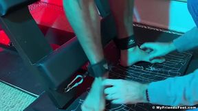 Tickling daddy destroys gay slave Luca with bare feet and feather R bound feet fetish