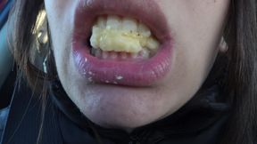 My Indian Stepsister Sucks Banana in Car and Does Mouth Fetish After Sucking Banana and Eating It