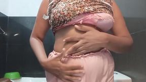 She Plays Her Excited Pussy Well Her Well Excited with in Musterbation in Bath room with bog boobs