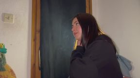 SANDY - NOSE EXHALES SMOKE