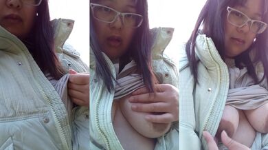 A horny Japanese mom lets her big nipples get discovered outside and now they're all she focuses on