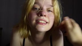 Pretty blonde face-fucked rough - Amateur POV