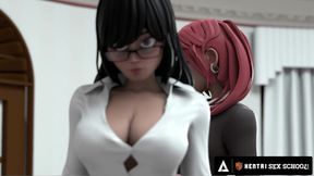 HENTAI SEX UNIVERSITY - Perfect Tits Futanari Babe CREAMPIES Hentai MILF Principal!