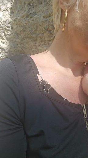 Sophie milf walks in the woods looking for a good cock to get her pussy fucked   Clip 1