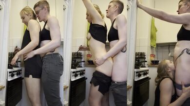 Using My Free Use Lesbian Slut While She Is Cooking And She Liked It