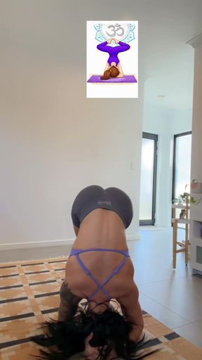 Yoga pose in front of wall