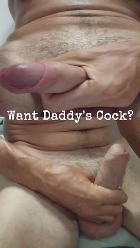 Watch Daddy tease and stroke his meaty dick in close-up.