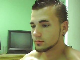 Solo Hunk Yanking Big Rod Via Webcam