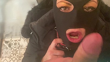 🐾 Caged & Collared in Black Downjacket – Blowjob, Doggy & Cum Finish