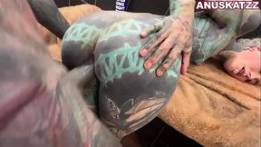 Pierced Tattoo girl Anuskatzz gets rough sex after tattoo session - blowjob fucking orgasm cumshot