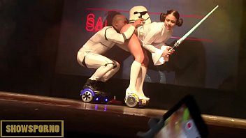 Horny brunette amazing fuck over an hoverboard