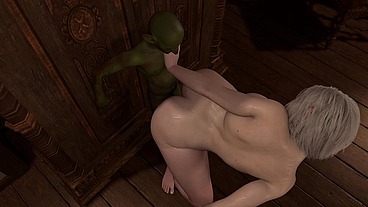Goblin Is UP Against the Wall With This Thick Elf Pounding Him Hard