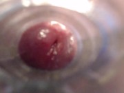 Big dick twink fucks and cums inside see-through fleshlight