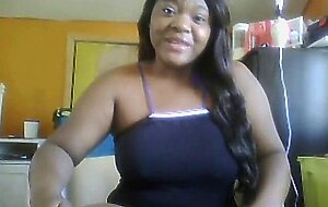 Ebony BBW With Big Natural Tits Pees on Webcam
