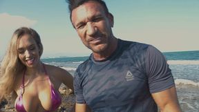 brianna and marco banderas fuck on the beach in full view of many onlookers, letting several of them join in