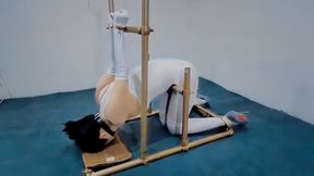 CFT012 ROPE BONDAGE ELBOW HOGTIE STRETCHING STRUGGLING BONDAGE DEVICE ENEMA BUTT PLUG TICKLING VIBRATOR ORGASM CONTROL HUMILIATION SLAVE TRAINING