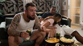 Cheating Asian wifey gets frisky during game