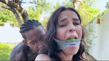 Lustful Gardener : Latinas Yoga Session Turns To Tape Gagged Wand Fuck And Blindfolded Cum On Tits (HD)