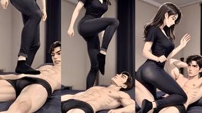 Relentless Girlfriend Face & Crotch Stomping 200 + Impacts, 50 Face Kicks