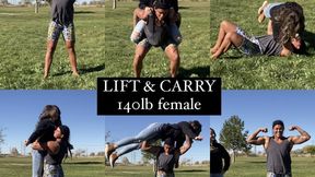 Lift & Carry 160lb vs 140lb Female - Fireman, Piggyback, Overhead Press, Shoulder Carry & More