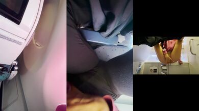 Fingering my wet pussy during a flight (PUBLIC - ALMOST CAUGHT)