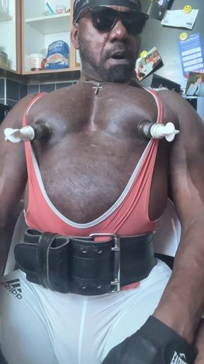 Muscle Daddy Smoking Nipple Pump Cum