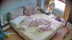 酒店收藏级呆萌眼镜女化完妆变高冷旗袍女神让男友爽干