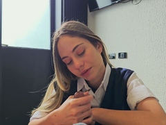 Uniformed student is fucked by stepfather after arriving