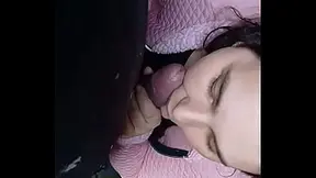 Amateur sex: Married woman swallowing milk in the forest.