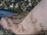 Dreckige Nylonfüsse im Auto ** Pedal Pumping **