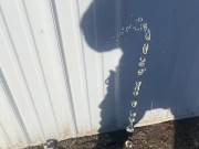 Anal Virgin Twink Public Peeing Pissing on Daddy’s Workshop Building