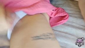 freaky tranny teen canela loves to lick cum out of condoms while jerking off and cum